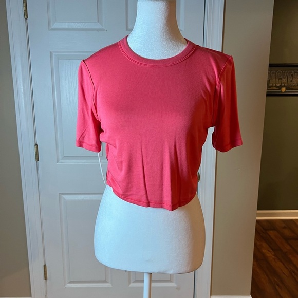 lululemon athletica Tops - Lululemon Hold Tight Straight Hem Cropped T Shirt Glazed Pink NWT